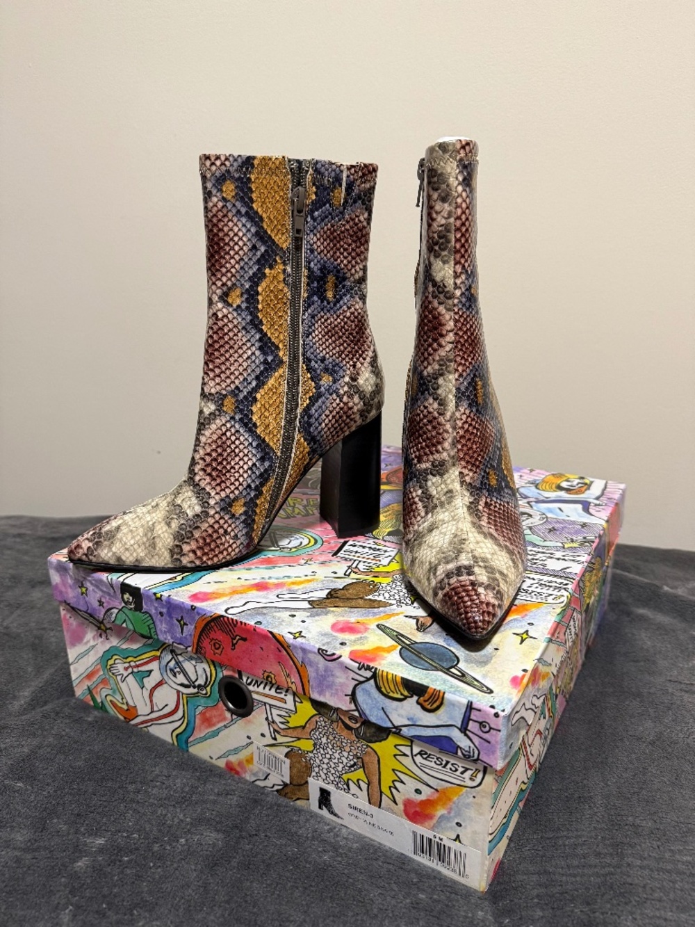 Jeffery Campbell Snake Skin Boot Heel Siren Autumnal
